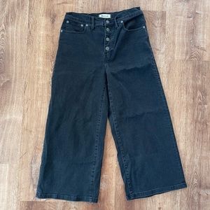 Madewell Wide-Leg Crop Jeans in Lunar Wash: Button-Front Edition sz 29 black